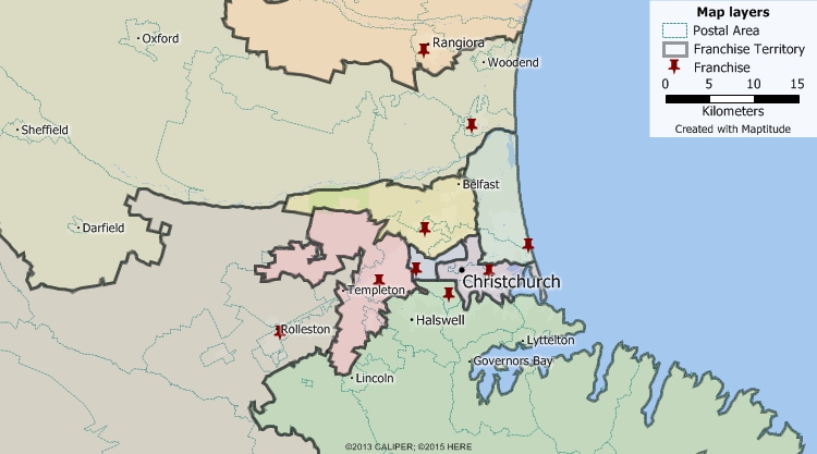 Maptitude New Zealand territory mapping software - build custom territories from postcodes